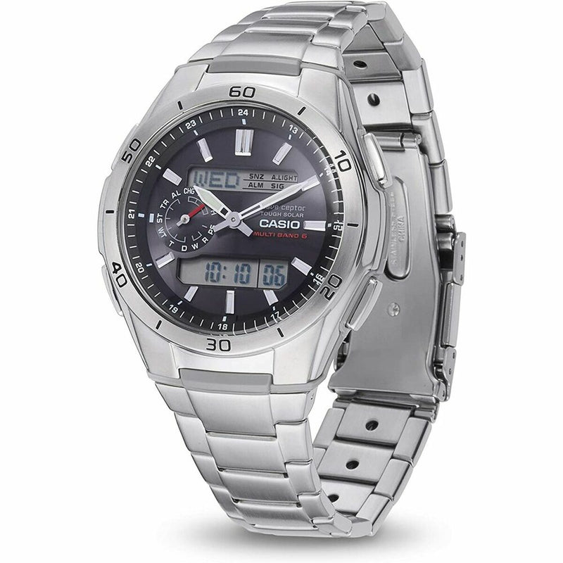 Montre Homme Casio WAVE CEPTOR Multibadn 6 Tough Solar Noir Gris Argenté (Ø 43,5 mm)