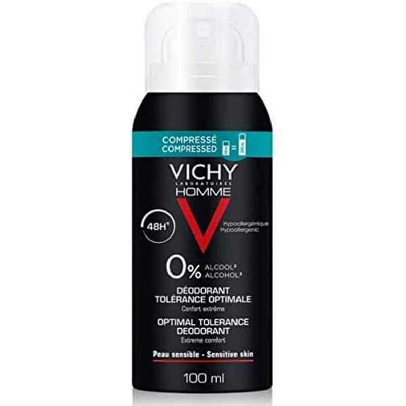 Spray déodorant Vichy Tolérance Optimale Homme Sans Alcool 48 heures Adultes unisexes (100 ml)