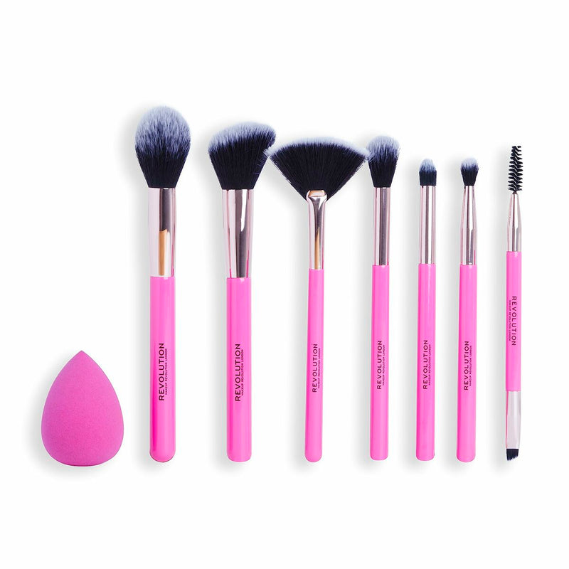 Kit de broche de maquillage Revolution Make Up The Brush Edit Rose 8 Pièces